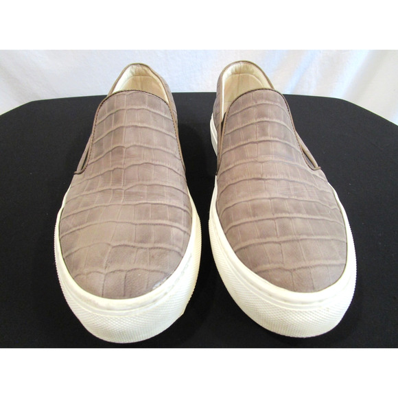EUC! Del Toro Italy Taupe Brown Croco Embossed Leather Slip On Shoes Men Sz 10 main image 9